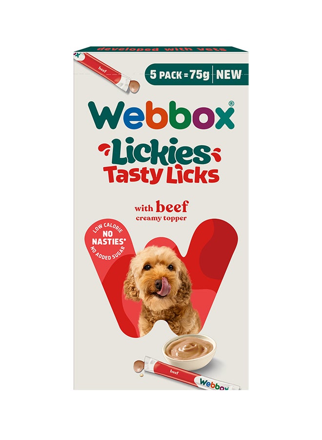 Webbox Dog Lickies Beef Creamy 5 x 15 g